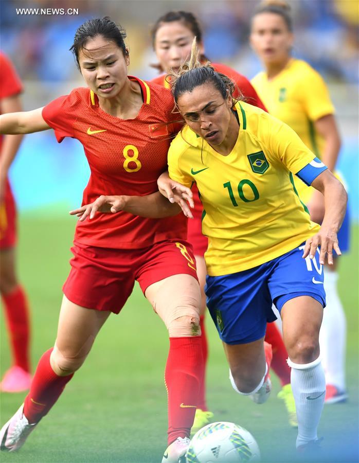 JO 2016 : match de football féminin entre la Chine et le Brésil