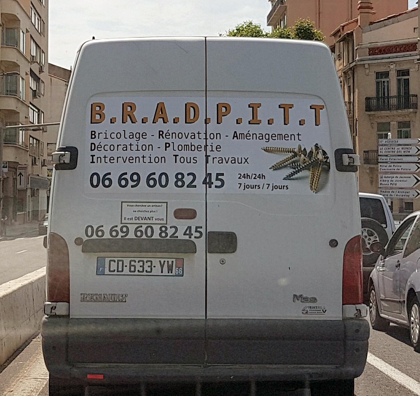 Un artisan fran?ais baptise son entreprise B.R.A.D.P.I.T.T. et devient une sensation en ligne