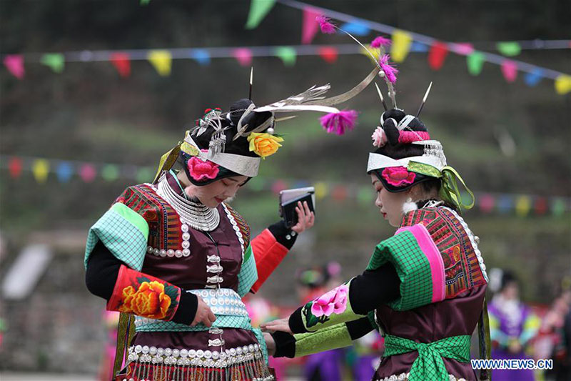 Guizhou : des villageois assistent à la célébration annuelle du lusheng dans le comté de Danzhai 