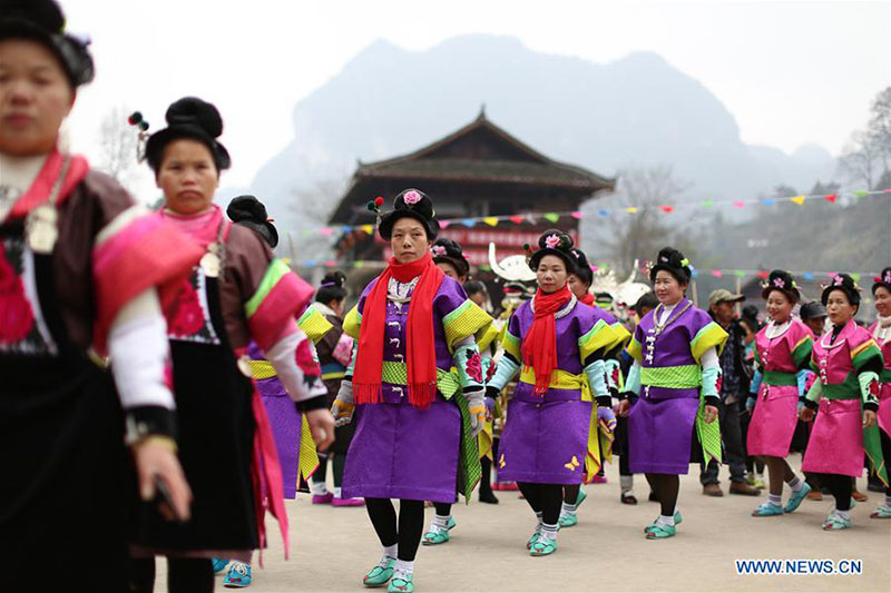 Guizhou : des villageois assistent à la célébration annuelle du lusheng dans le comté de Danzhai 