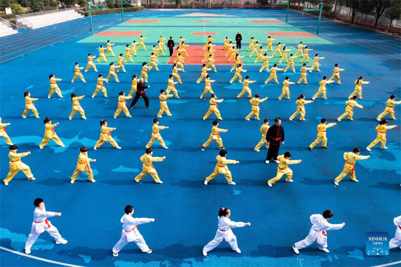 Zhejiang : les cours d'arts martiaux font entrer le patrimoine culturel immatériel dans une école rurale