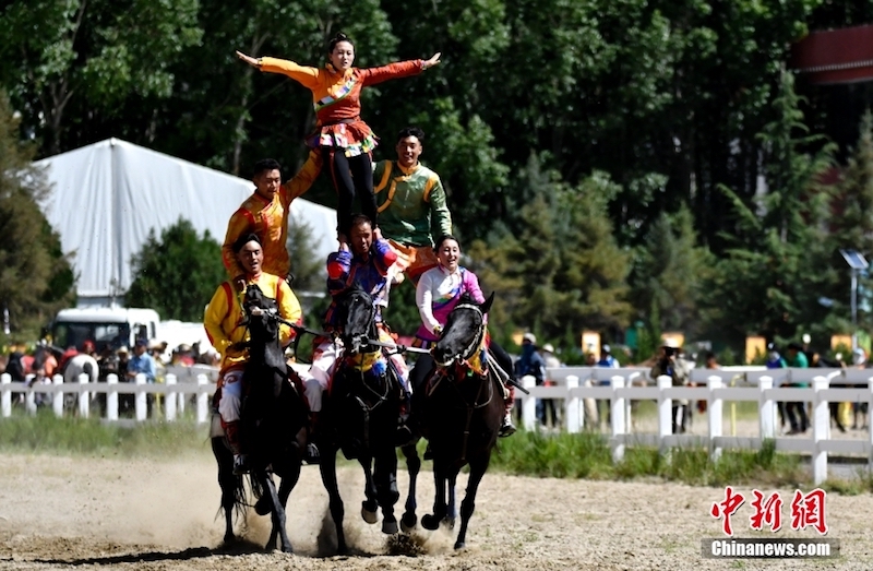 Tibet : un spectacle équestre traditionnel présenté au festival du Shoton de Lhassa